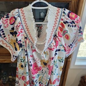 SHEIN Curve 4XL Floral Off-shoulder Blouse
